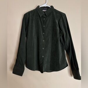 vintage Bill blass jeans dark Green Button-Up Shirt faux suede M
